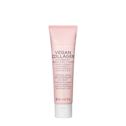 Pacifica Vegan Collagen Mini Overnight Recovery Cream – Revitalisierende Nachtcreme mit veganem Kollagen für alle Hauttypen, 0,7 Fl Oz