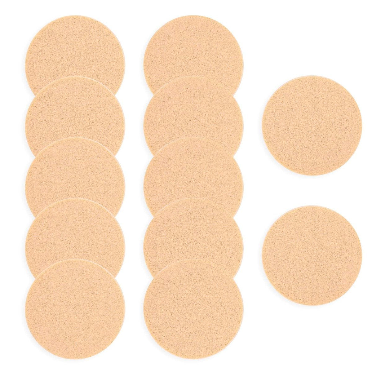 12 Stück runde Make-up-Schwämme für Foundation, Puderpuff, Kosmetikschwamm, runder Schaumstoffpad, Puder (Hautfarbe)
