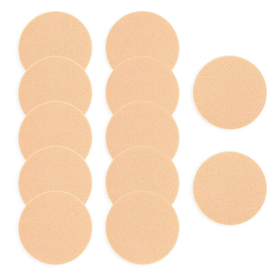 12 Stück runde Make-up-Schwämme für Foundation, Puderpuff, Kosmetikschwamm, runder Schaumstoffpad, Puder (Hautfarbe)