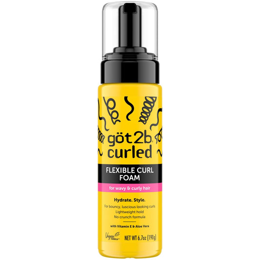 Got2B Curled Flexible Curl Foam 6,7 oz – Lockenmousse für Frizz-Kontrolle & Hitzeschutz, leichter Halt, welliges & lockiges Haar mit Aloe Vera & Vitamin E