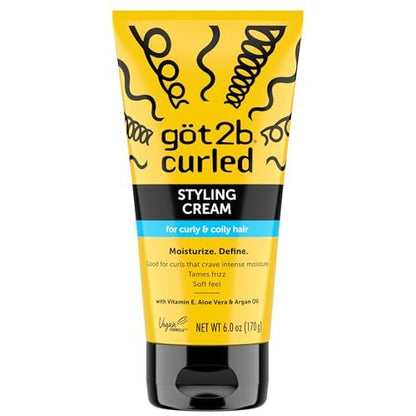 Got2B Curled Styling Cream – Lockencreme für definierte Locken & Frizz-Kontrolle, 177 ml mit Vitamin E, Aloe Vera & Arganöl