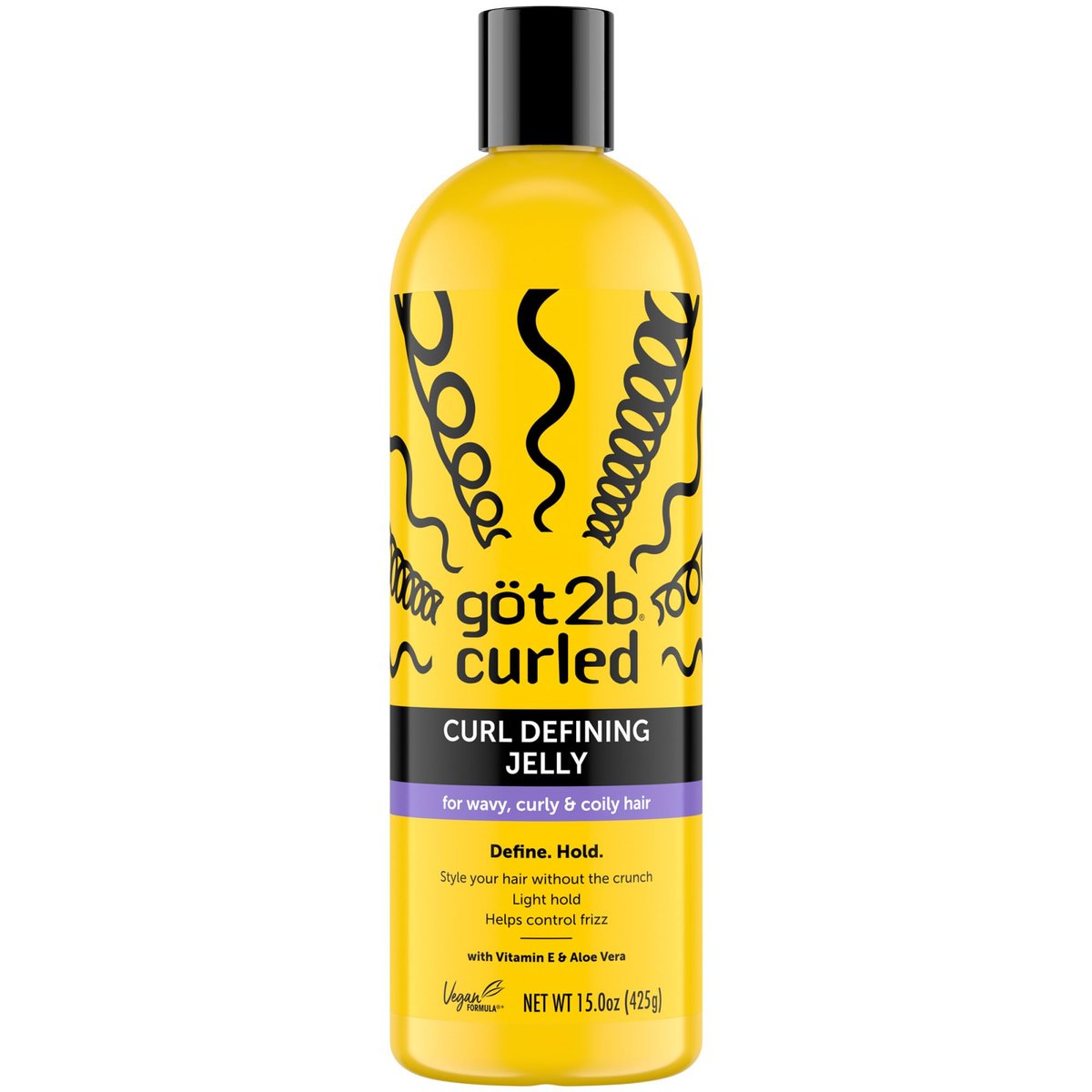 Got2B Curled Curl Defining Jelly – 444 ml Locken-Gel mit 72h Frizz-Kontrolle, Feuchtigkeitsspeicher für welliges, lockiges & krauses Haar, leichter Halt, vegane Formel mit Vitamin E & Arganöl