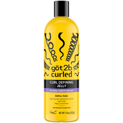 Got2B Curled Curl Defining Jelly – 444 ml Locken-Gel mit 72h Frizz-Kontrolle, Feuchtigkeitsspeicher für welliges, lockiges & krauses Haar, leichter Halt, vegane Formel mit Vitamin E & Arganöl