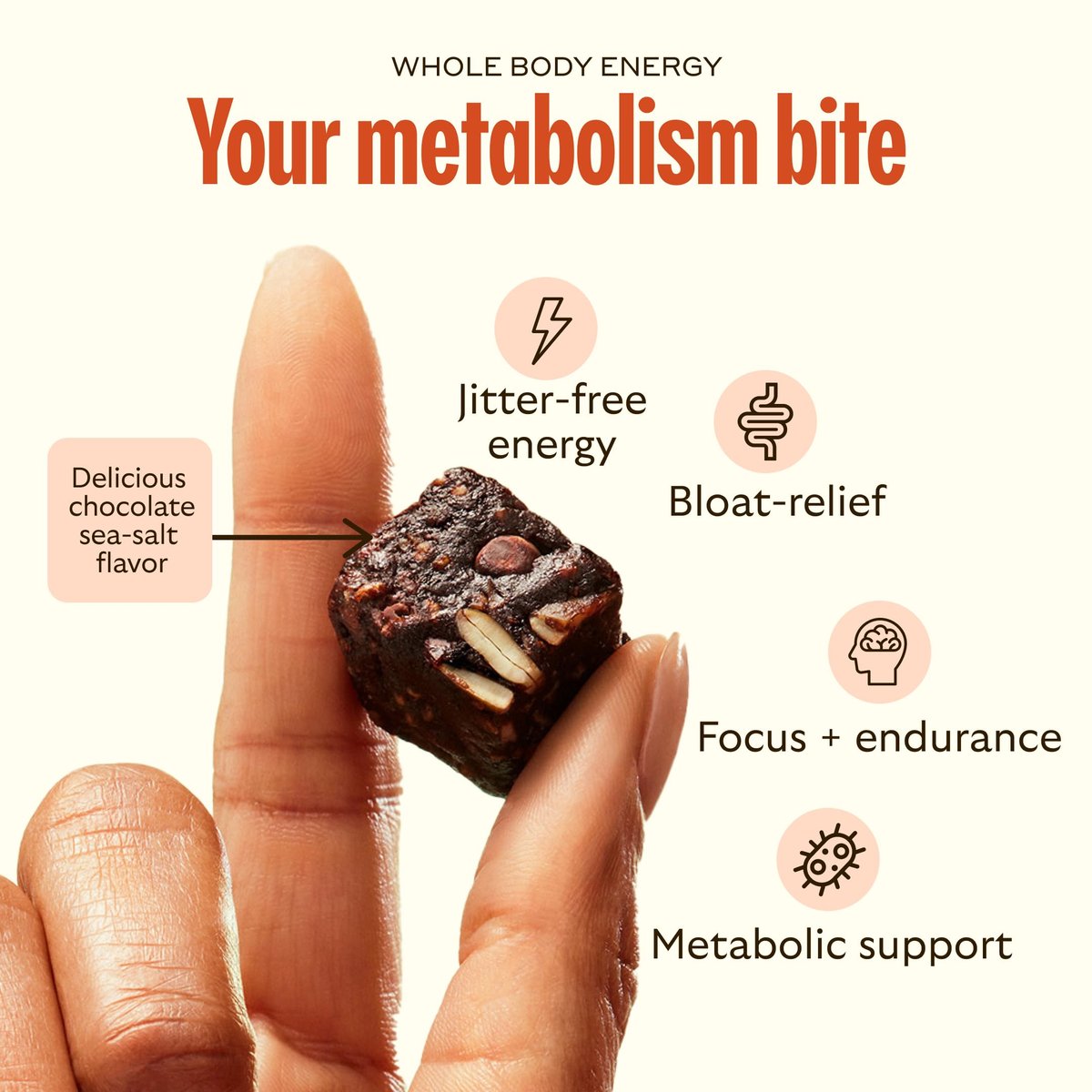 GEM Energy Caffeinated Chocolate Bite | Holistische, anhaltende Energie | Unterstützt Stoffwechsel, Ausdauer & Durchhaltevermögen | 40 mg Koffein, Ginsengwurzel, L-Theanin | Schokolade Kakao Meersalz | 7 Portionen