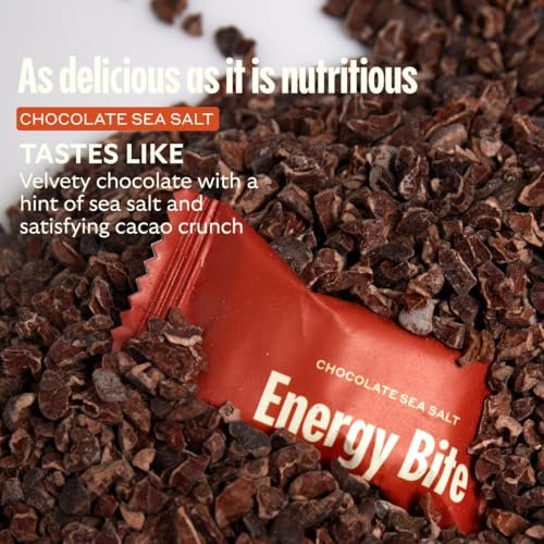 GEM Energy Caffeinated Chocolate Bite | Holistische, anhaltende Energie | Unterstützt Stoffwechsel, Ausdauer & Durchhaltevermögen | 40 mg Koffein, Ginsengwurzel, L-Theanin | Schokolade Kakao Meersalz | 7 Portionen