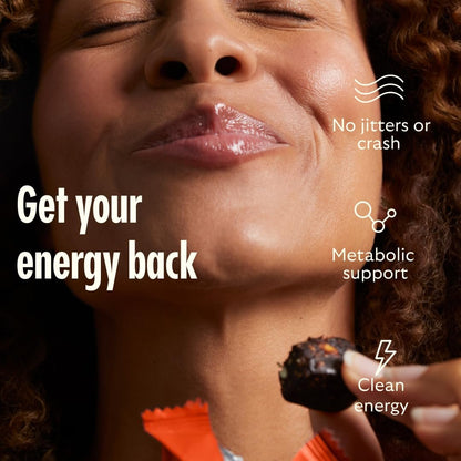 GEM Energy Caffeinated Chocolate Bite | Holistische, anhaltende Energie | Unterstützt Stoffwechsel, Ausdauer & Durchhaltevermögen | 40 mg Koffein, Ginsengwurzel, L-Theanin | Schokolade Kakao Meersalz | 7 Portionen