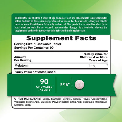 Nature's Truth Melatonin Gummie für Kinder | 1 mg | Traubengeschmack | Vegetarisch, Nicht-GVO & Glutenfrei | 90 Stück