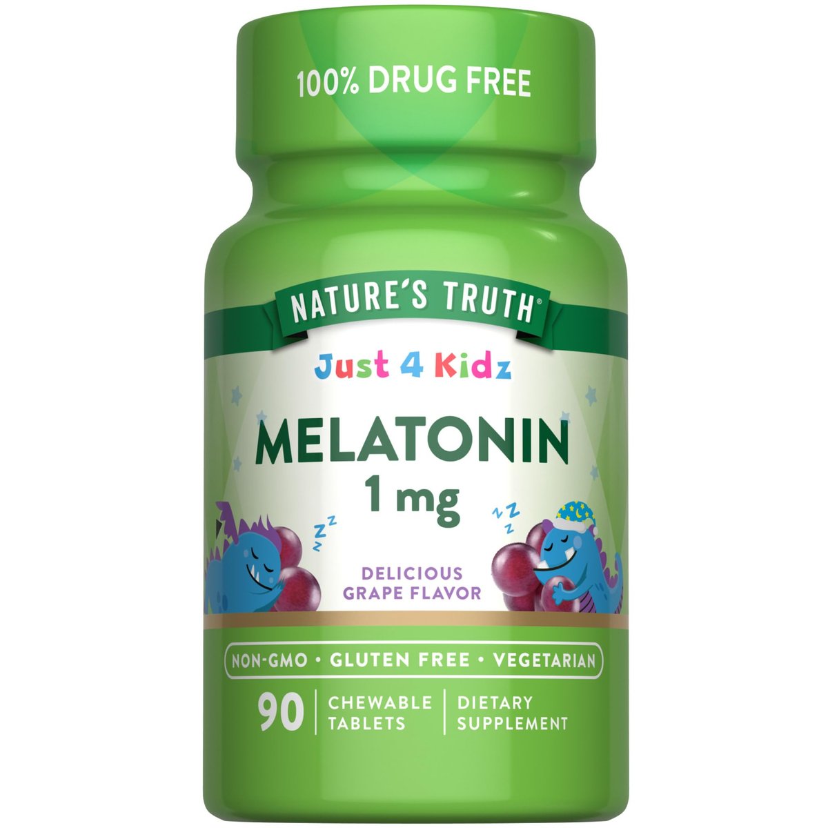 Nature's Truth Melatonin Gummie für Kinder | 1 mg | Traubengeschmack | Vegetarisch, Nicht-GVO & Glutenfrei | 90 Stück