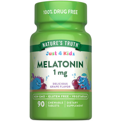 Nature's Truth Melatonin Gummie für Kinder | 1 mg | Traubengeschmack | Vegetarisch, Nicht-GVO & Glutenfrei | 90 Stück