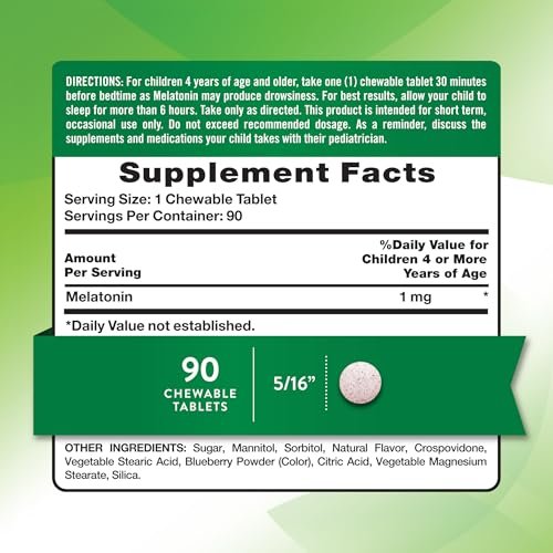 Nature's Truth Melatonin Gummie für Kinder | 1 mg | Traubengeschmack | Vegetarisch, Nicht-GVO & Glutenfrei | 90 Stück