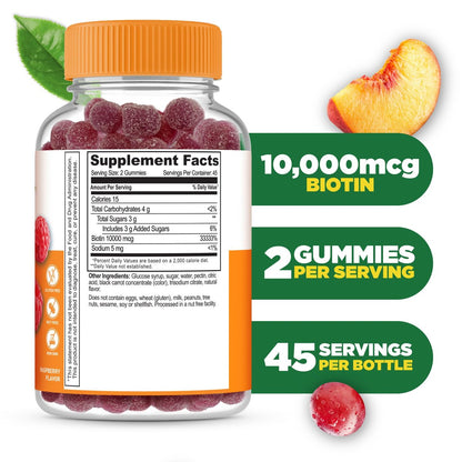 Lifeable Teens Biotin 10000 mcg Gummis | Vitamin B7 | Veganes Biotin-Präparat | Lecker schmeckende Biotin-Gummis für Haarwachstum, gesunde Haut und Nägel | Biotin-Vitamine für Teenager | 90 Gummis