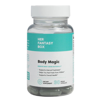 Her Fantasy Box | Body Magic | Chlorophyll-Kapseln – 30 vegane Kapseln für Entgiftung, Verdauung, Darmgesundheit, Hautunterstützung und fettige Haut – Natürlicher Energie-Booster