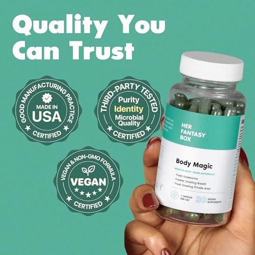 Her Fantasy Box | Body Magic | Chlorophyll-Kapseln – 30 vegane Kapseln für Entgiftung, Verdauung, Darmgesundheit, Hautunterstützung und fettige Haut – Natürlicher Energie-Booster