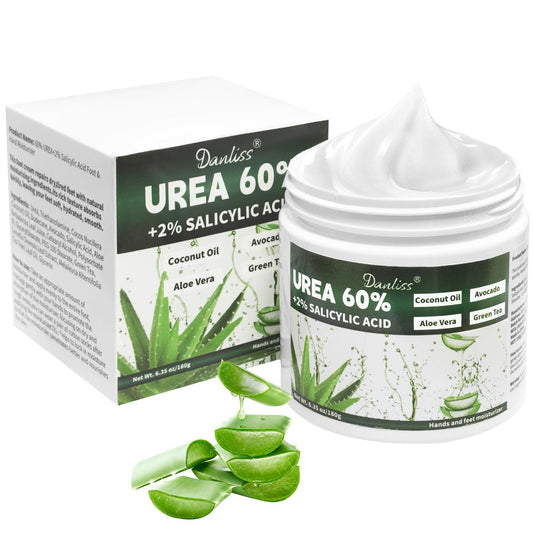 Danliss Urea Creme 60% mit 2% Salicylsäure – Duftfreie 60 Prozent Harnstoff Maximalstärke für trockene, rissige Fersen, Hände, Knie und Ellbogen. Hornhautentferner & Schwielenpflege 6,35 oz