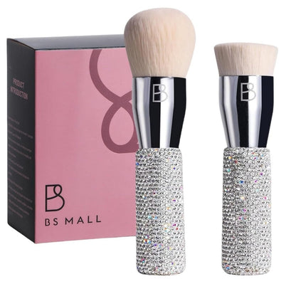BS-MALL Luxus-Make-up-Pinsel Set – Diamant-Griff, Handgefertigt, Synthetikborsten (2er-Pack, Rosa)