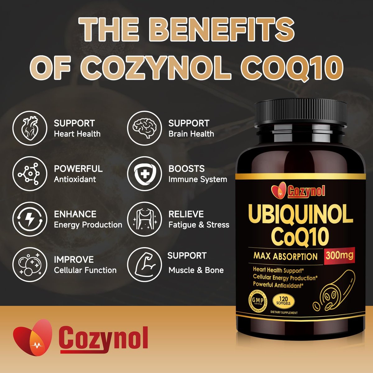 Ubiquinol CoQ10-300mg Weichkapseln mit Vitamin E & Omega 3 - Coenzym Q10 Nahrungsergänzungsmittel für Herzgesundheit & Energieproduktion - Starkes Antioxidans - 120 Portionen, 4-Monats-Vorrat