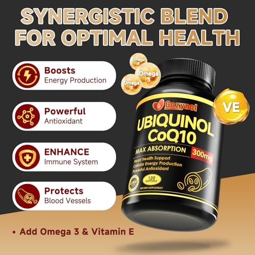 Ubiquinol CoQ10-300mg Weichkapseln mit Vitamin E & Omega 3 - Coenzym Q10 Nahrungsergänzungsmittel für Herzgesundheit & Energieproduktion - Starkes Antioxidans - 120 Portionen, 4-Monats-Vorrat