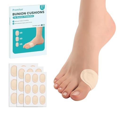 Promifun Ballenzehen-Polster zur Linderung – 27 Stück Ballenzehenkissen – Moleskin schützt Füße für Damen und Herren – Wasserabweisende selbstklebende Pads (Mehrfachgröße)