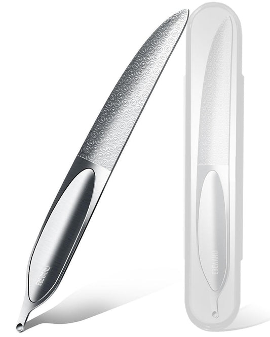 EBEWANLI Gebogene Nagelfeile für dicke Zehennägel, 12,4 cm doppelseitige Metall-Nagelfeile aus Edelstahl, schwere Nagelfeile für Männer und Frauen