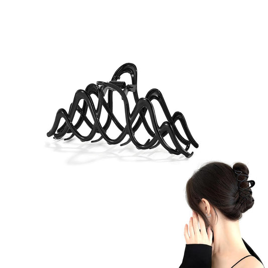 Metall-Haarklammer für dickes Haar, Schwarze Klammer mit starkem Halt, rutschfeste Haarspange für Dutt, Twists & Half-Up-Styles, 1 Stück
