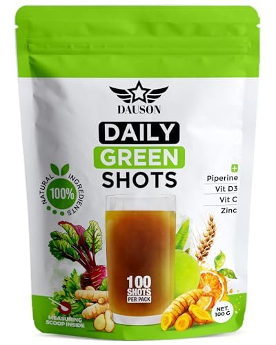 Supergreen Shots für ganzheitliches Wohlbefinden | Kräuterergänzung mit Weizengras, Matcha, Rote Bete, Ashwagandha, Kurkuma & Präbiotika | 100 Shots zur Stärkung von Immunität & Energie