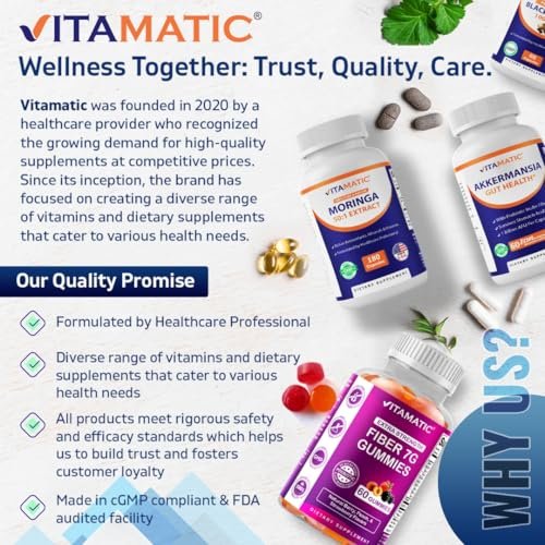 Vitamatic Moringa-Extrakt – pflanzliche Kapseln mit Moringa Oleifera Blattpulver – grünes Superfood Nahrungsergänzungsmittel – vegetarisch, nicht gentechnisch verändert, hergestellt in den USA – 180 Kapseln