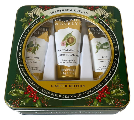Crabtree & Evelyn Hand Therapy Geschenkset Weihnachtsdose Grün