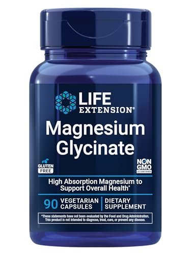 Life Extension Magnesium Glycinat – Herzgesundheit, Knochen, Nerven & Muskeln, hoch bioverfügbar, glutenfrei, nicht-GVO, vegetarisch, 90 Kapseln