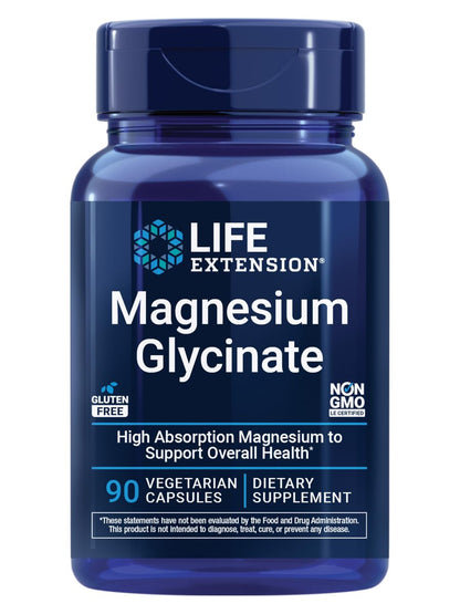 Life Extension Magnesium Glycinat – Herzgesundheit, Knochen, Nerven & Muskeln, hoch bioverfügbar, glutenfrei, nicht-GVO, vegetarisch, 90 Kapseln
