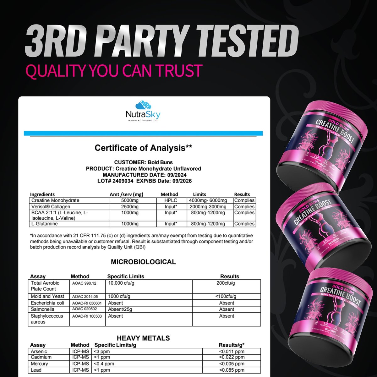 Bold Buns Creatine für Frauen – Supplement mit Kollagen & BCAA – Unterstützt Muskelaufbau, Regeneration, Hautelastizität, gesundes Haar & Nägel (30 Portionen, ungesüßt)
