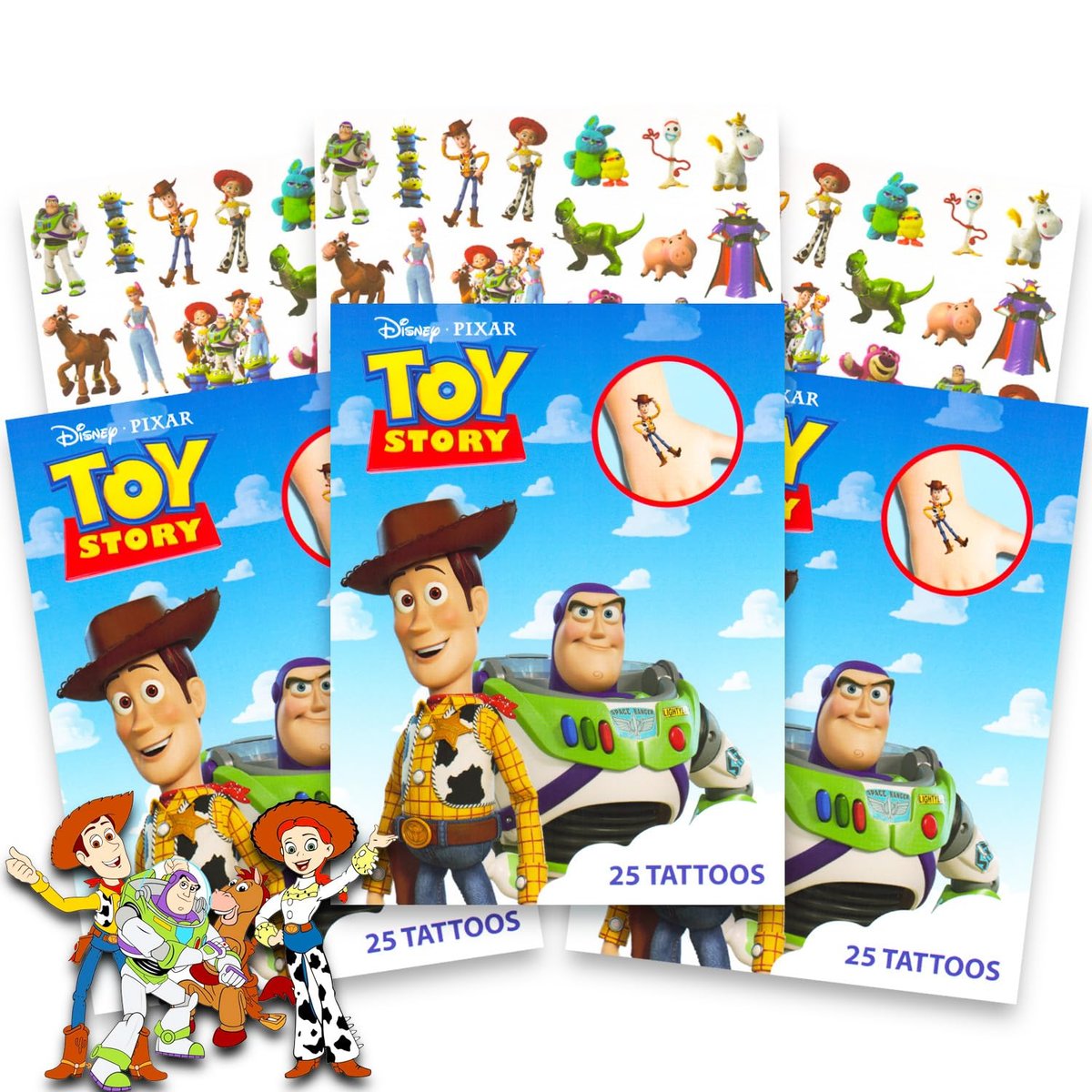 Disney Pixar Toy Story Tattoos Party Favors Pack – 75 temporäre Tattoos für Kindergeburtstage und Mottopartys
