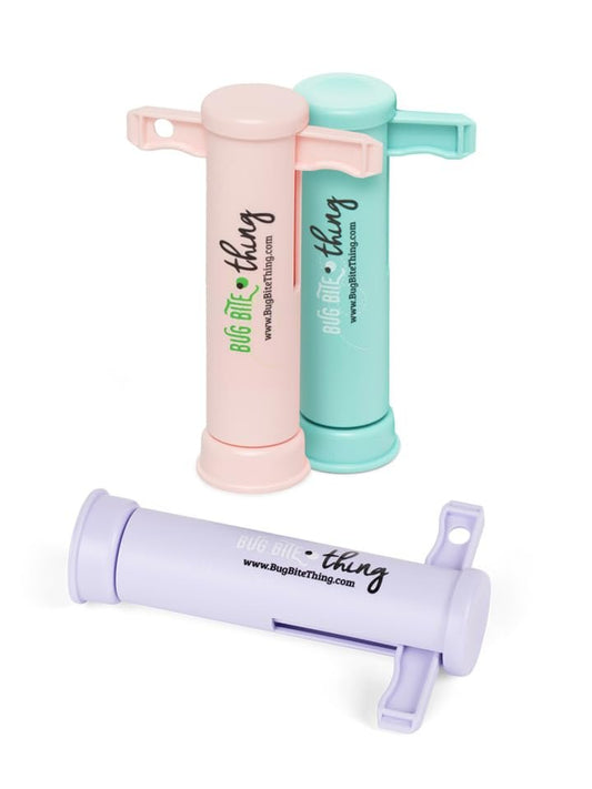 BUG BITE THING Saugwerkzeug – Insektenstiche & Bienen-/Wespenstiche, Natürliche Linderung – Lavendel, Pink, Türkis 3er-Pack (Pastellfarben)