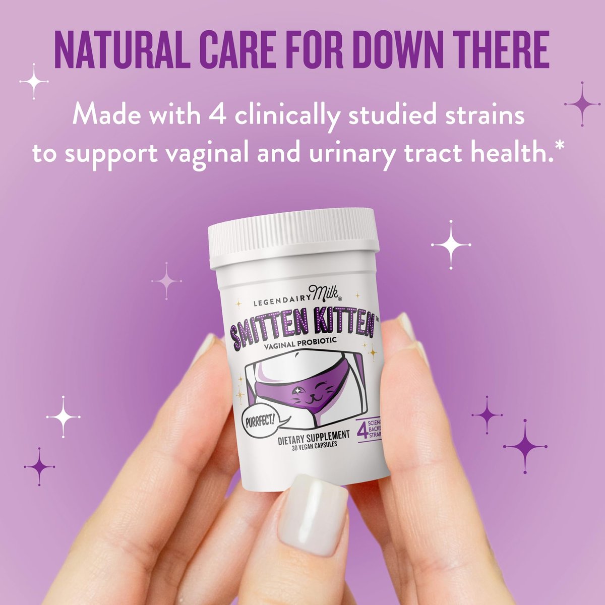 Legendairy Milk Smitten Kitten™ - Vaginale Probiotika für Frauen - Klinisch getestete Lactobacillus Reuteri für die vaginale Gesundheit - Unterstützt pH-Gleichgewicht, Flora und Harnwegsgesundheit