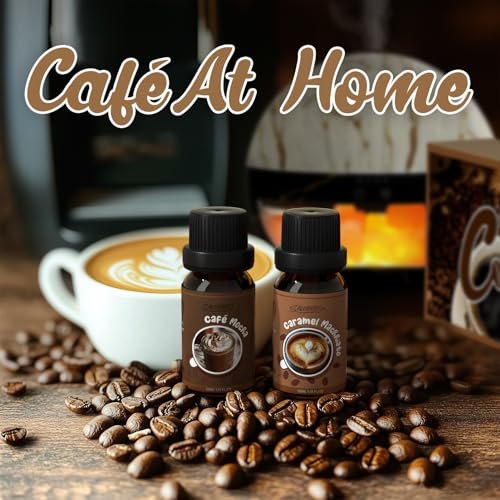 SALUBRITO Kaffeeduft Öle Set – Premium ätherische Öle für Diffuser, Kerzen- und Seifenherstellung – Blaubeer-Muffin, Eierlikör-Latte, Karamell-Macchiato, Café Mokka, Französische Vanille, Heiße Schokolade – Duftöl Set (6 x 30 ml)