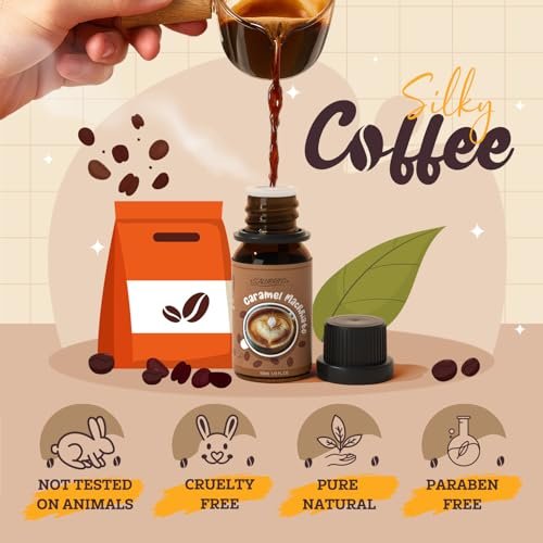 SALUBRITO Kaffeeduft Öle Set – Premium ätherische Öle für Diffuser, Kerzen- und Seifenherstellung – Blaubeer-Muffin, Eierlikör-Latte, Karamell-Macchiato, Café Mokka, Französische Vanille, Heiße Schokolade – Duftöl Set (6 x 30 ml)