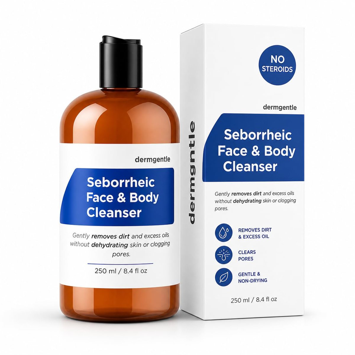 Seborrhoische Gesichts- & Körperreinigung bei seborrhoischem Ekzem – Feuchtigkeitsspendender Gesichtsreiniger für alle Hauttypen, sanfte Reinigung ohne Austrocknen, tägliche Gesichtsreinigung, ölfrei, seifenfrei, 236 ml