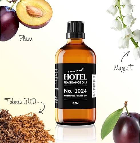 AirScent Hotel Diffuser Oil No. 1024 – Inspiriert vom JW M Hotel – Plum Muguet Tobacco Oud – Hotel Duft Dupe – Premium Duftöl für Ultraschall- und Wasserlose Diffuser sowie DIY – 10 ml, 0,34 fl oz