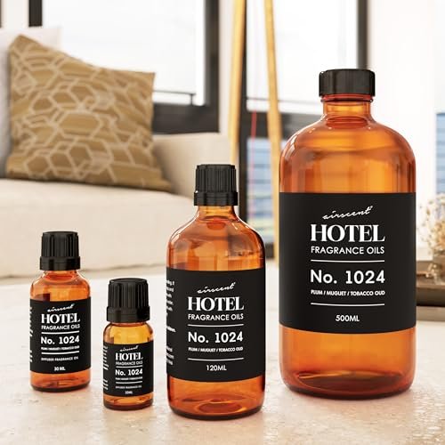 AirScent Hotel Diffuser Oil No. 1024 – Inspiriert vom JW M Hotel – Plum Muguet Tobacco Oud – Hotel Duft Dupe – Premium Duftöl für Ultraschall- und Wasserlose Diffuser sowie DIY – 10 ml, 0,34 fl oz