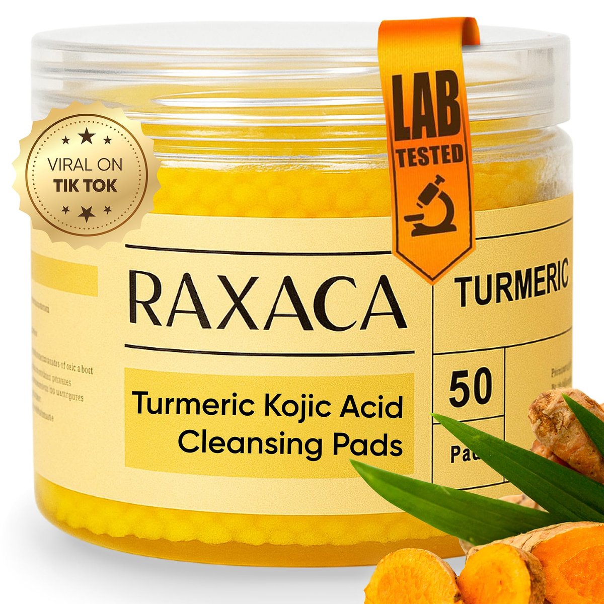 Kojic Acid Turmeric Reinigungspads mit Vitamin C – 50 Stück, dunkle Flecken entfernen & Poren reinigen