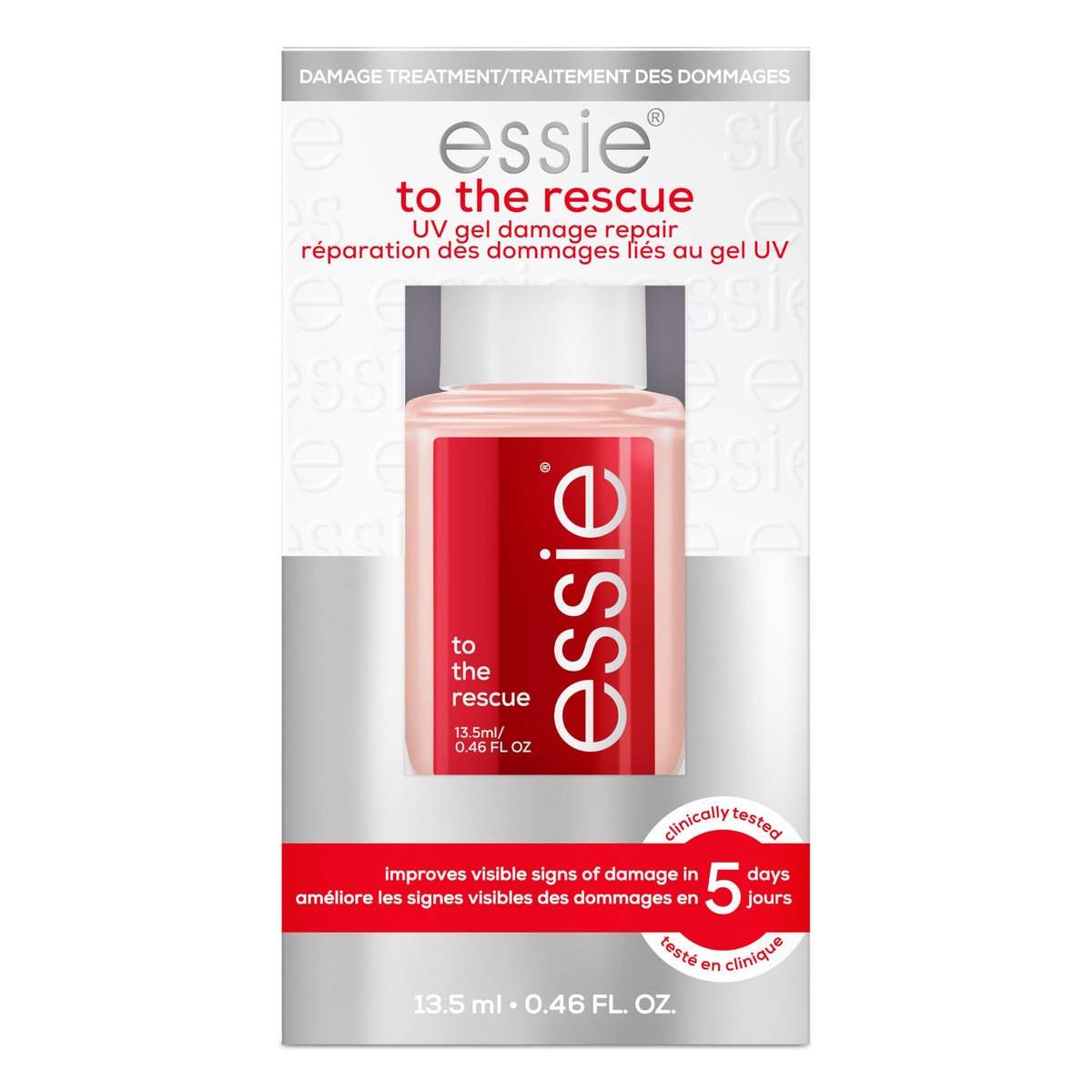 essie Nagelpflege: UV-Gel-Schaden-Reparatur-Treatment – Nagelreparatur-Base Coat „To The Rescue“, 13,6 ml