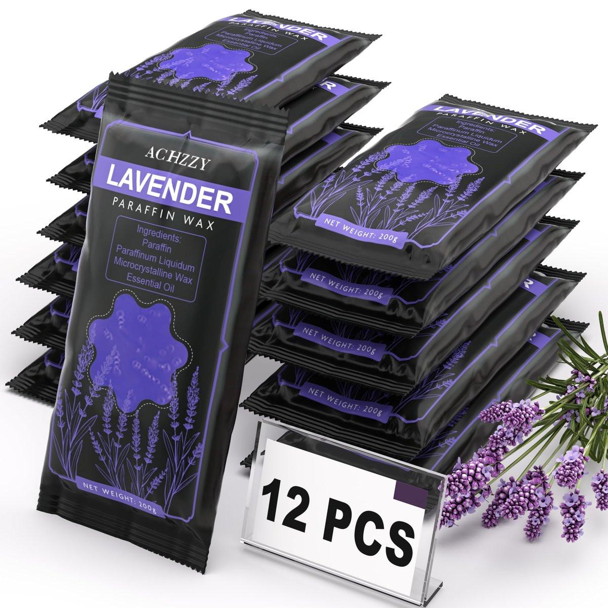 Natürliche Paraffinwachs-Nachfüllpackung, 12er-Pack Lavendelduft für Paraffinbäder, tiefenwirksame Feuchtigkeitspflege für Hände und Füße