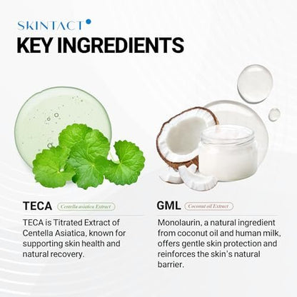 SkinTact Flüssigpflaster mit Centella Asiatica Extrakt & Glyceryl Monolaurat – Lang anhaltender, wasserdichter, transparenter Schutz für kleine Schnitte und Schrammen – Für die Hausapotheke, 0,3 oz