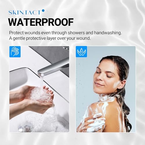 SkinTact Flüssigpflaster mit Centella Asiatica Extrakt & Glyceryl Monolaurat – Lang anhaltender, wasserdichter, transparenter Schutz für kleine Schnitte und Schrammen – Für die Hausapotheke, 0,3 oz