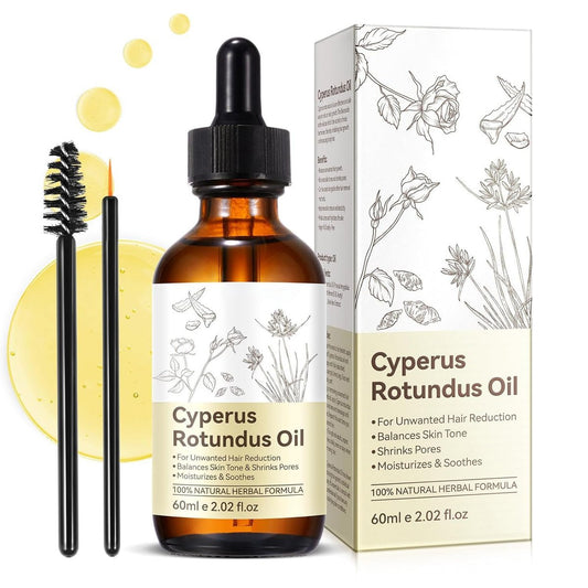 Cyprus Rotundus Öl - Cyperusöl zur Haarentfernung, Reduzierung des Körperhaarwuchses, Glatte Haut & Feuchtigkeitspflege, Geeignet für alle Hauttypen, Natürliche Haarentfernungslösung - 60 ml