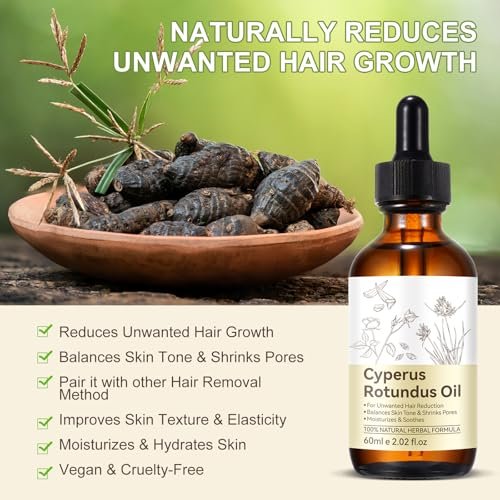 Cyprus Rotundus Öl - Cyperusöl zur Haarentfernung, Reduzierung des Körperhaarwuchses, Glatte Haut & Feuchtigkeitspflege, Geeignet für alle Hauttypen, Natürliche Haarentfernungslösung - 60 ml