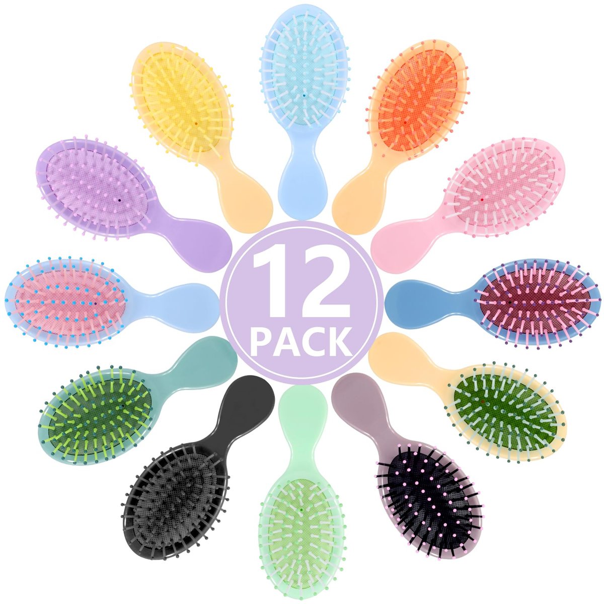Phyyixs 12er-Pack Mini Entwirrbürsten – 12 Farben für nasses & trockenes Haar, kompakte Reise-Haarbürste für Jugendliche & Erwachsene, perfekt als Brautjungfern-Geschenk, Partygeschenk & Strumpffüller