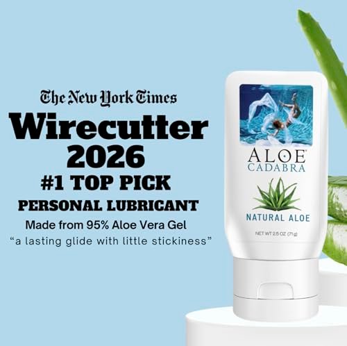 Aloe Cadabra Vaginalfeuchtigkeitscreme, natürliche Aloe, pH-ausgeglichen, wasserbasiert & 95% Aloe Vera, reduziert Trockenheit, Unbehagen, vielseitig einsetzbar (2,5 fl oz, 1 Packung)