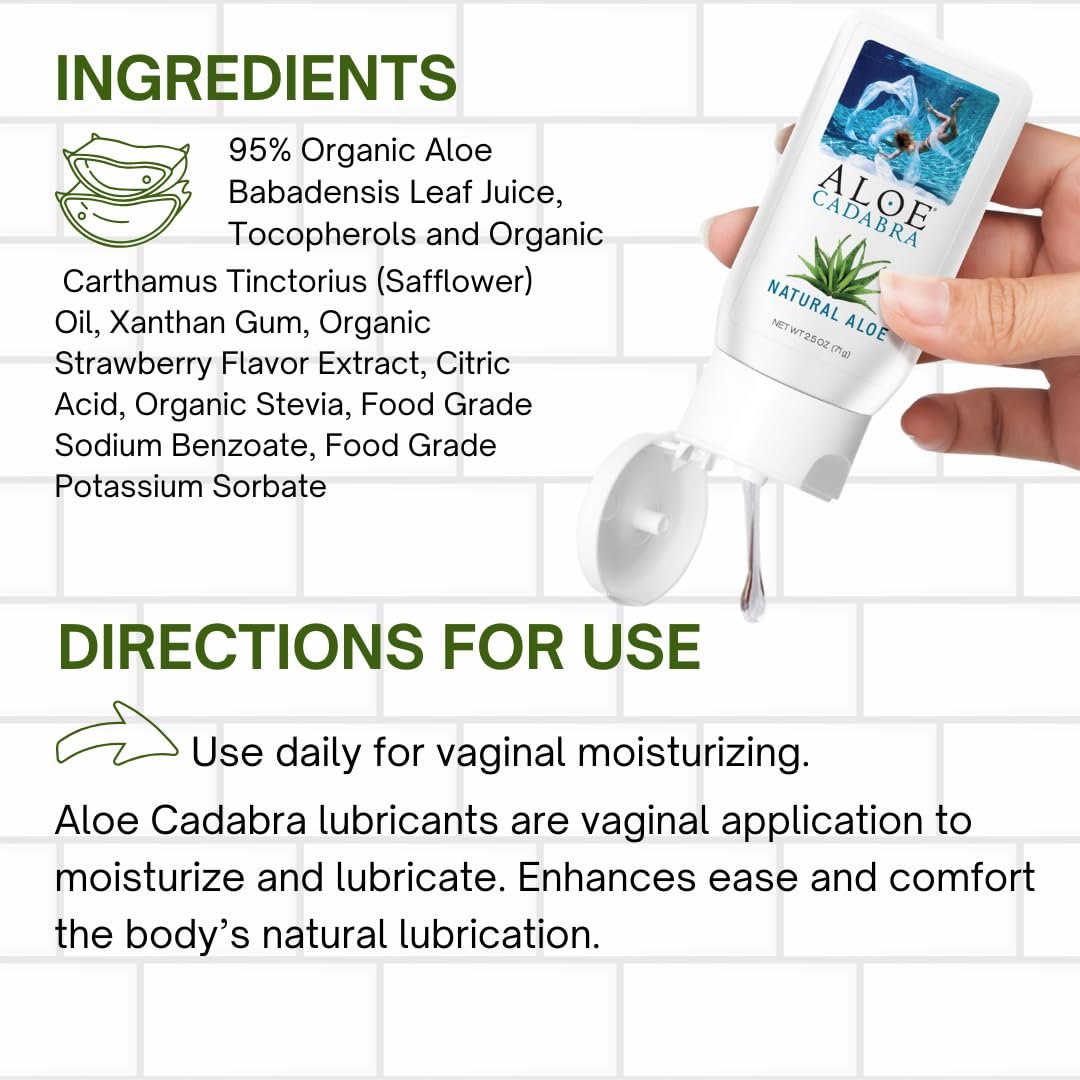 Aloe Cadabra Vaginalfeuchtigkeitscreme, natürliche Aloe, pH-ausgeglichen, wasserbasiert & 95% Aloe Vera, reduziert Trockenheit, Unbehagen, vielseitig einsetzbar (2,5 fl oz, 1 Packung)