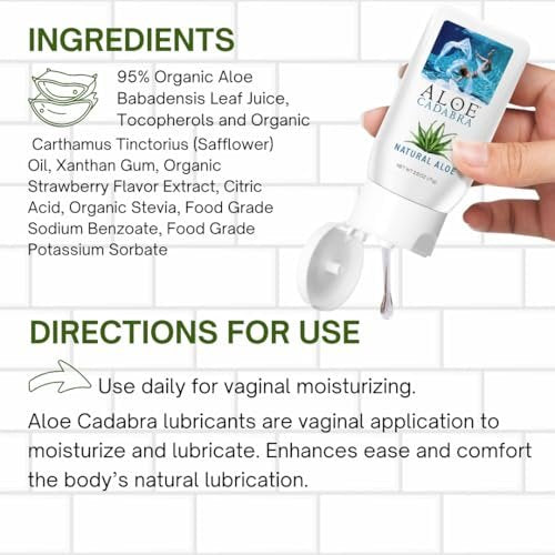 Aloe Cadabra Vaginalfeuchtigkeitscreme, natürliche Aloe, pH-ausgeglichen, wasserbasiert & 95% Aloe Vera, reduziert Trockenheit, Unbehagen, vielseitig einsetzbar (2,5 fl oz, 1 Packung)