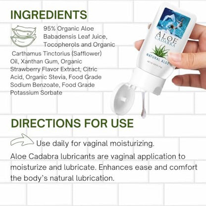 Aloe Cadabra Vaginalfeuchtigkeitscreme, natürliche Aloe, pH-ausgeglichen, wasserbasiert & 95% Aloe Vera, reduziert Trockenheit, Unbehagen, vielseitig einsetzbar (2,5 fl oz, 1 Packung)